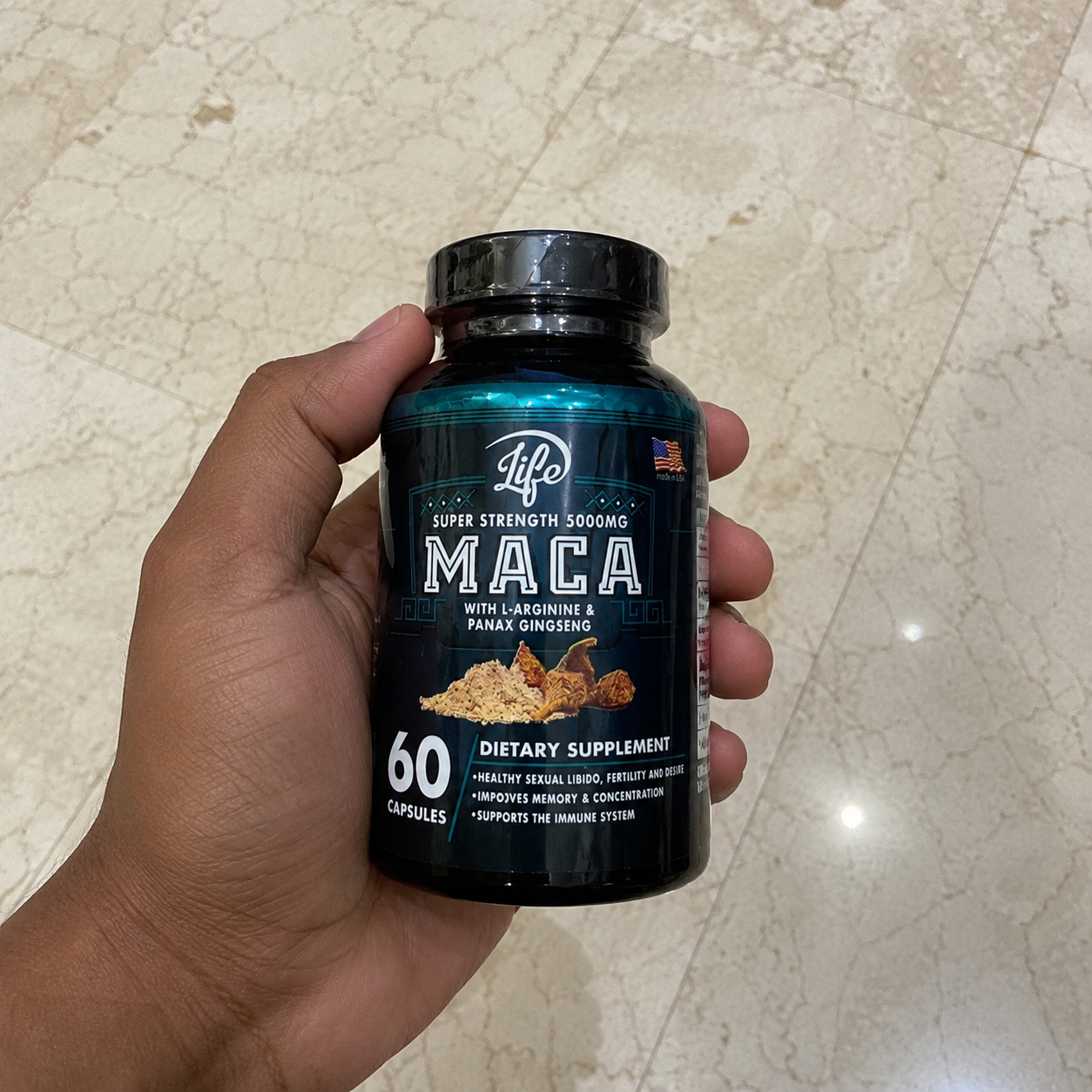 Maca Peruana 5000mg - Aumenta Energía, Enfoque y Rendimiento Físico | 60 Cápsulas