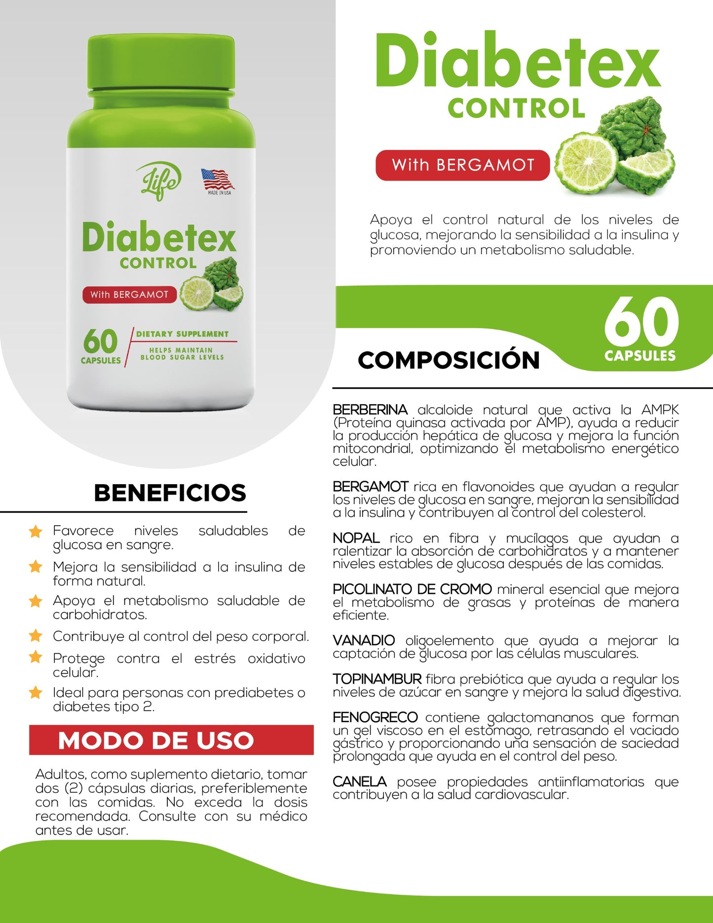 ¿Sientes CANSANCIO frecuente, MUCHA SED y ANSIEDAD? DIABETEX CONTROL 🌿60 capsulas