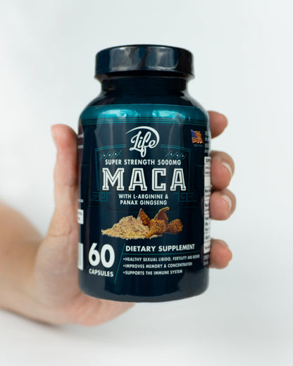 Maca Peruana 5000mg - Aumenta Energía, Enfoque y Rendimiento Físico | 60 Cápsulas